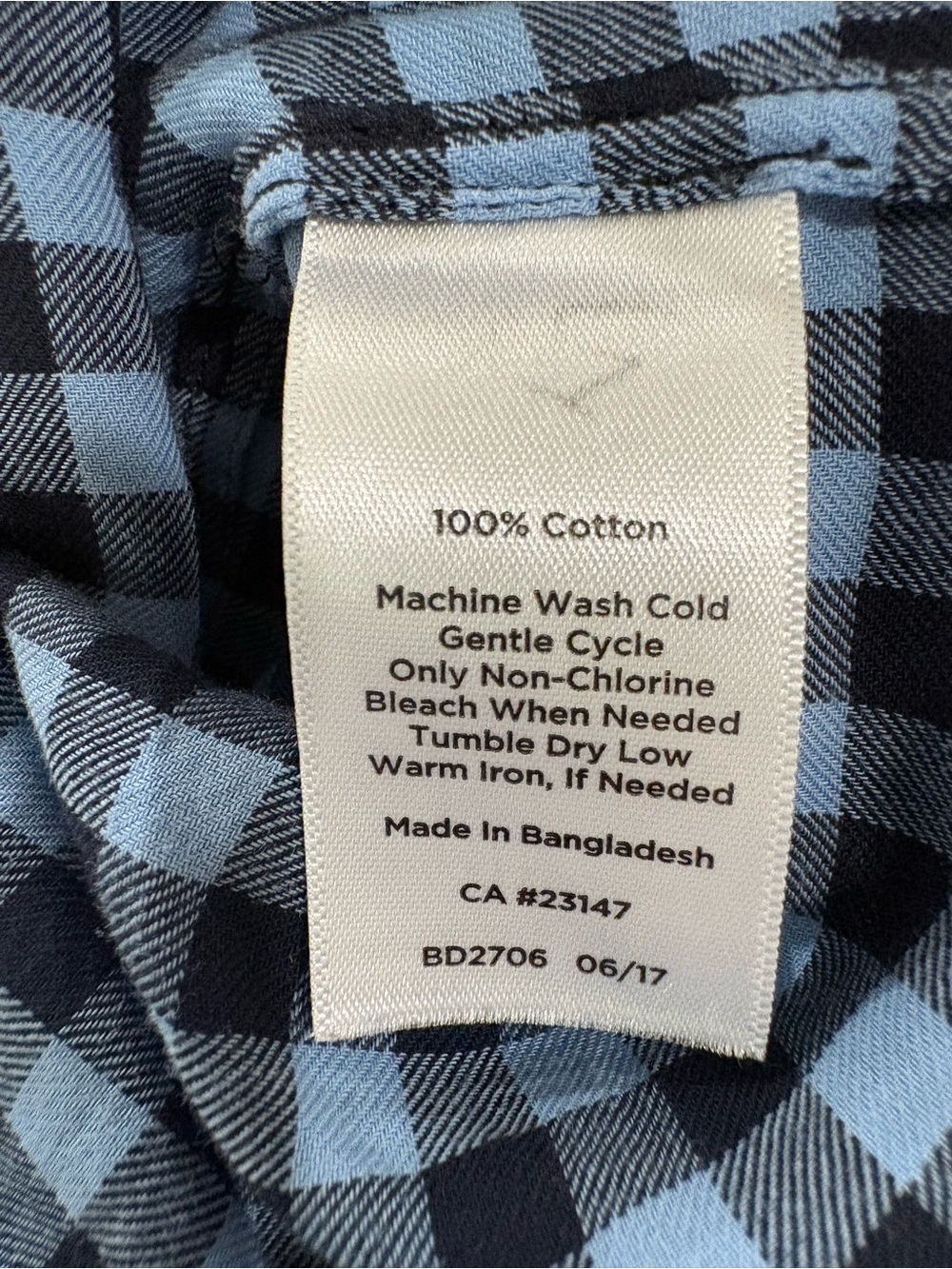 Talbots Gingham Popover Blouse Sz S Tie Cuff Split Neck Blue Black - Picture 6 of 6